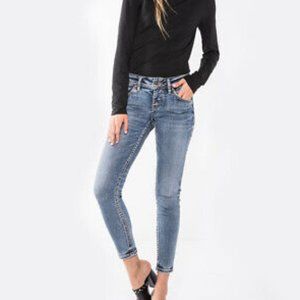 Silver Jeans Co. Women's Elyse Curvy Mid Rise Skinny Fit Ankle Jean
